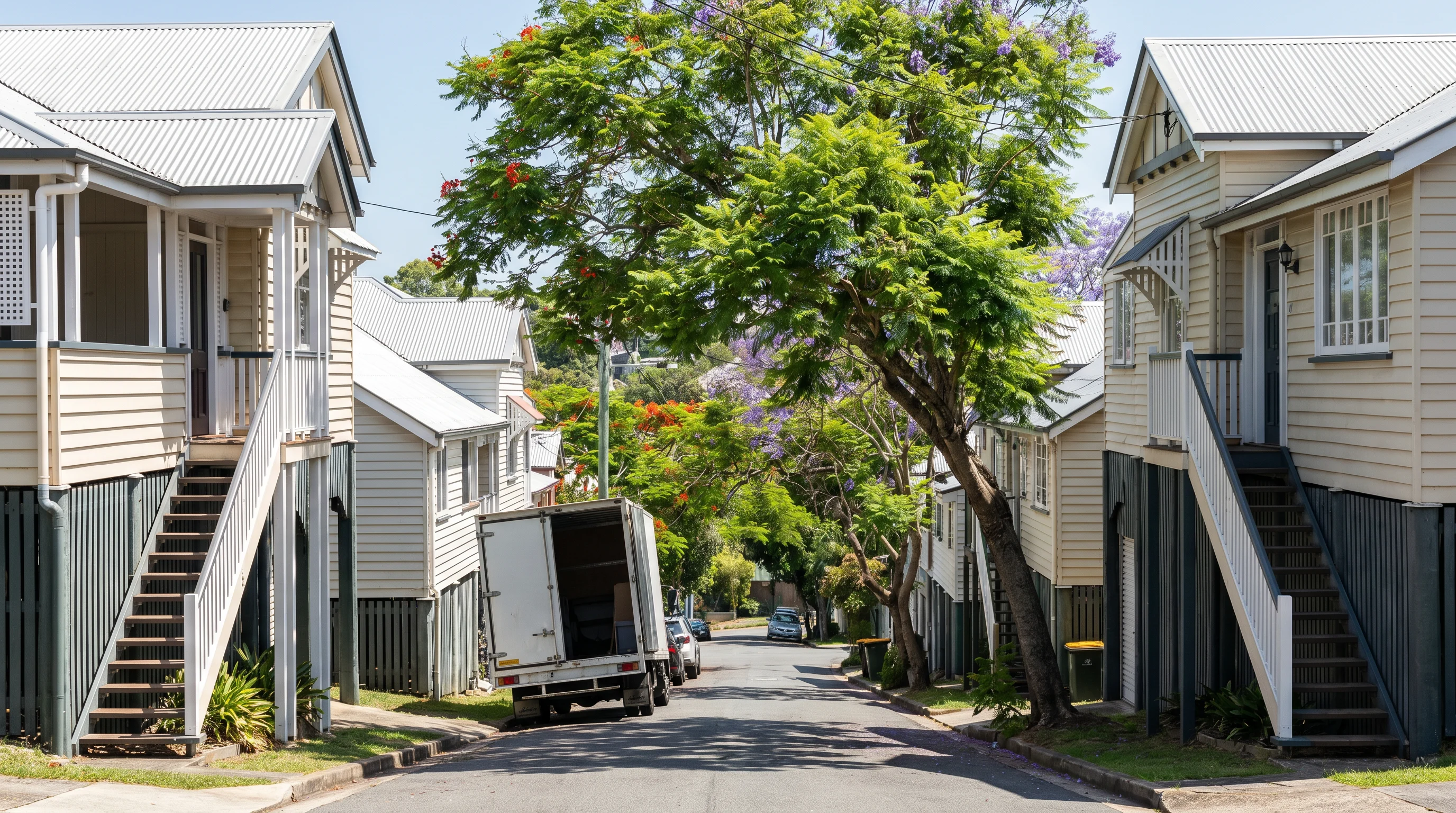 A Paddington street showing the local housing and access a removalist plans around
